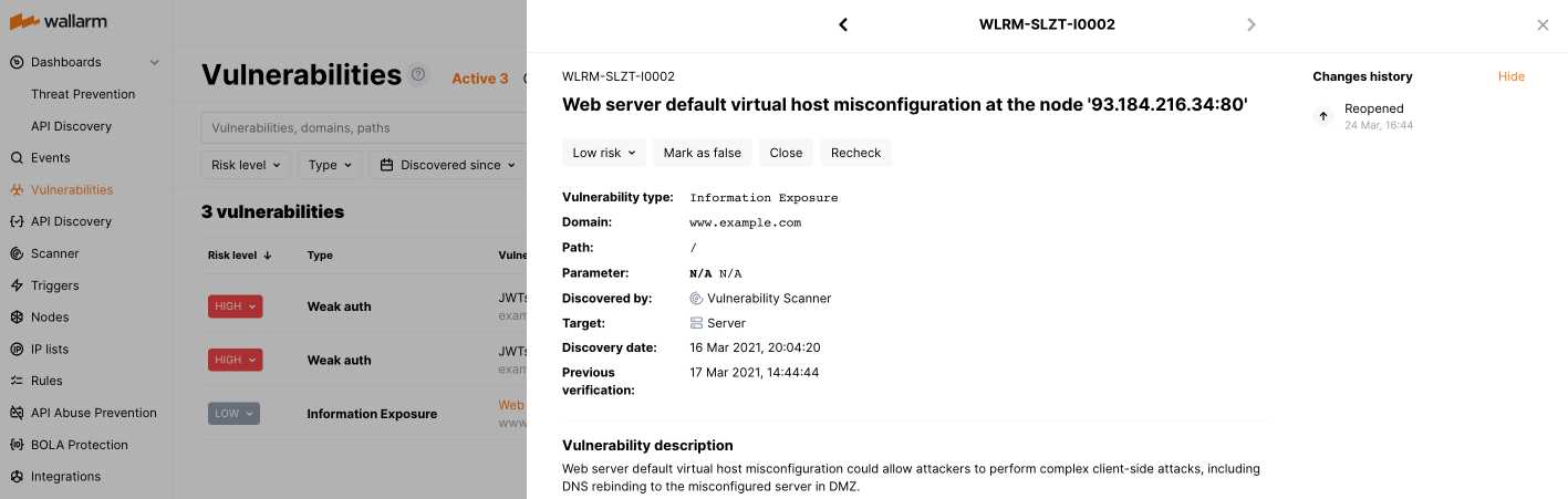 Security issue (vulnerability) detailed information